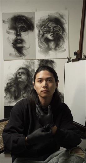 Quiet Light, Steady Gaze: Hand-Drawn Art Process