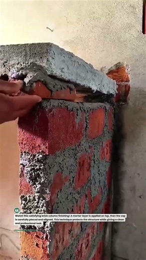 Brick Column Cap Finish! #construction #masonry #DIY #shorts #builder #tools #skills