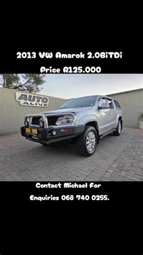 2013 VW Amarok 2.0BiTDi (132KW) Price: R125.000 ✅Service History, ✅️Aftermarket Bumper ✅Spare Key, ✅Diesel, ✅4Motion, ✅Automatic Transmission 8 Speed 👌Vehicle in Excellent Condition inside and outside ✅Central Locking, ✅️Road view Camera ✅Alarm, ✅Electric Window & Mirrors, ✅Leather Seats, ✅Multi Function Steering, ✅Airbags, ✅Cruise Control, ✅Traction Control, ✅Adjustable Headlights, ✅Spot lights, ✅Difflock, ✅Aircon, ✅Climate Control, ✅Radio/CD/Bluetooth/ ✅12V Socket, ✅ISO FIX Compatable, ✅Amaro