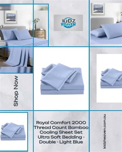 Royal Comfort 2000 Thread Count Bamboo Cooling Sheet Set Ultra Soft Bedding - Double - Light Blue