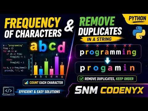 Frequency of characters and remove duplicates in a string.