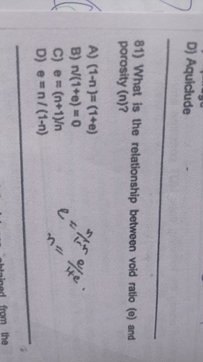What is the relationship between void ratio (e) and porosity (n... | Filo