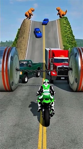 Cars & Ambulance Van vs Chained Hydraulic Crusher | BeamNG.drive Destruction #Shorts #crashtest