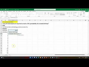Excel and Monte Carlo to demonstrate the birthday paradox