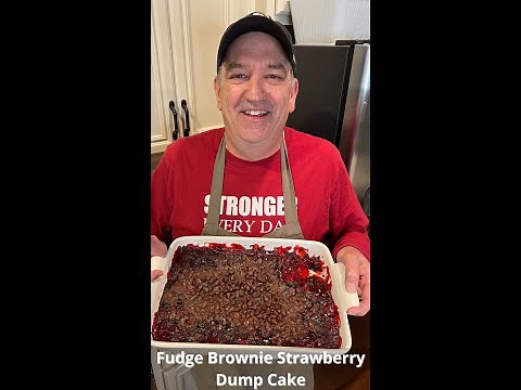 Fudge Brownie Strawberry Dump Cake | Simple one pan dessert for Valentines Day | Easy dump cake