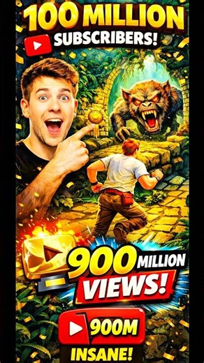 100 MILLION SUBSCRIBERS 😱 | 900M VIEWS ON ONE VIDEO!! Temple Run INSANE 🔥 #INSANE #templerun