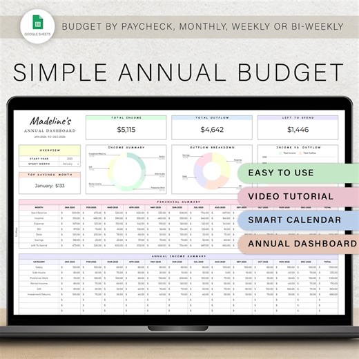 Annual Budget Spreadsheet Budget Planner Monthly Budget Template Weekly Budget Tracker Financial Planner Debt Savings Bill Google Sheets - Etsy Canada