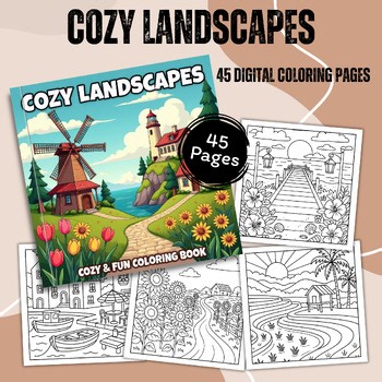 Cozy Landscapes Coloring Pages | 45 Relaxing Scenery Coloring Book