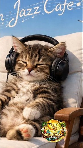 Summer Smooth Jazz 🌙 Relaxing Guitar Lounge | MoonJazzCafe#chillmusic #cat