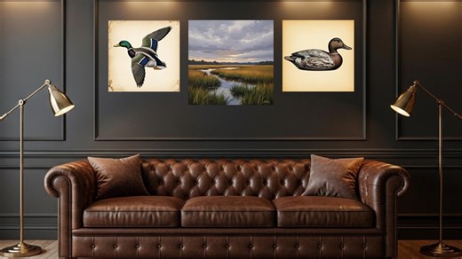 Vintage Duck Hunting Gallery Wall Set of 3 | Mallard & Marsh Oil Painting | Southern Man Cave Decor | Gift for Dad | Antique Office Art - Etsy Canada