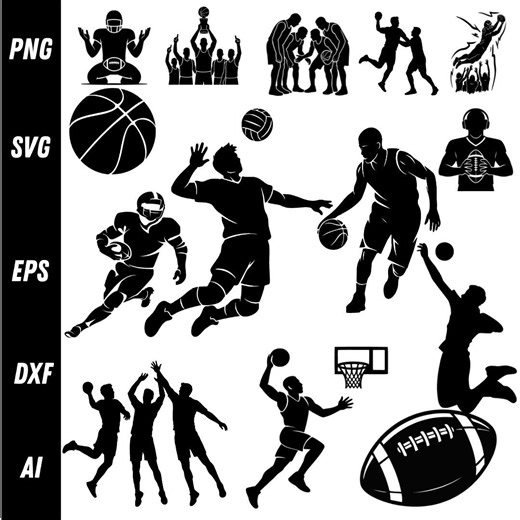 Basketball Silhouette SVG Bundle: Sports Vector Cut Files (digital Download) - Etsy