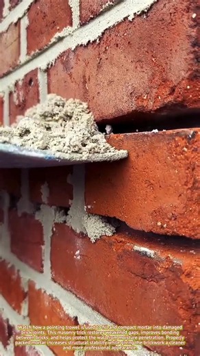 Brick Pointing Trowel Hack | Mortar Repair Trick for Stronger Masonry Walls #BrickPointingHack