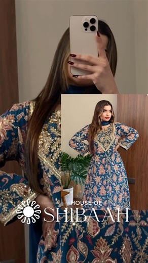 By Shibnaz Nazar on Instagram: "An ethereal teal blue kurta adorned with intricate floral and paisley motifs, elevated by rich hand embroidery. The neckline features detailed zari, bead, and stone embellishments, adding a regal touch. Designed with full sleeves finished with delicate borders and paired with a soft, flowy dupatta for graceful movement. A timeless ensemble perfect for festive occasions and intimate celebrations. premium embroidered satin kurta with soft modal handworked dupata “HO