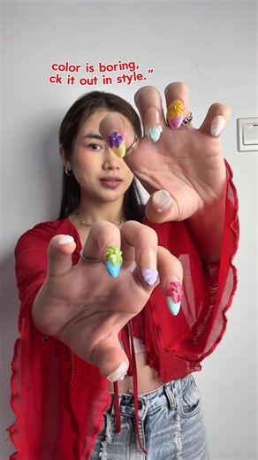 T.K on Instagram: "Why choose one shade when you can have them all?💁🏻‍♀️ idc what u say, Blocking is stunning 🌈🎨💅🏻 Nails by @scha.zaini_beautybar 🧚🏻‍♀️ Promot til 14/9 - RM70 for extensions + nail art + 3D gel + charms Trust me you’ll never regret booking your slot✨ 📍Bandar Mahkota Cheras Contact: +60 18-285 3630 #nailinspo #colorblock #nailart #nails💅"