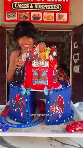 My customer called and I answered 😎🤗 moving train spider cake for our one year baby boy 💙❤️❤️ #queensplashcakes #viralvideo #fyppppppppppppppppppppppp #makemefamous