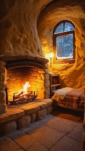 🏔️ Relaxing Blizzard Sounds | Cabin Fire & Winter Calm