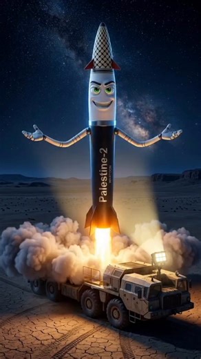 🇾🇪🇵🇸 WarToon's latest, Yemen's Palestine-2 missile introduces itself:"I'm a solid fuel hypersonic ballistic missile. I can change course mid-flight. 500kg warhead. Mach 16. Tel Aviv in 11 minutes — faster than a pizza delivery."The Yemeni-developed missile that Iron Dome couldn't intercept five days ago.