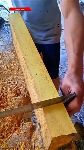 Precision Technique for Smoothing Wooden Beams Using Guideline Marking — Perfectly Flat, Accurate
