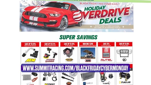 Who doesn't love a great deal? And Black Friday-Cyber Week deals are in effect right now! There's so much savings between on-sale items, Summit Buck offers, rebates and other special offers. See for yourself at https://www.summitracing.com/blackfridaycybermonday. | Summit Racing Equipment