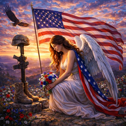 Memorial Angel Art, Patriotic Veteran Tribute Print, Fallen Soldier Wall Decor - Etsy