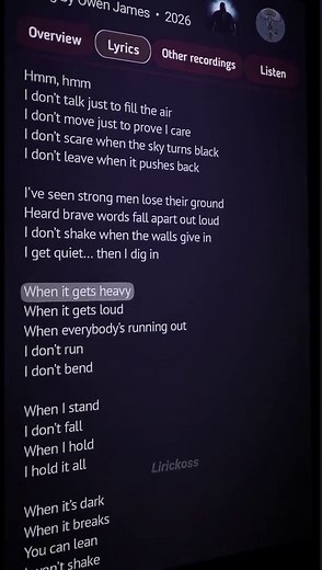 Owen James - When I Stand Lyrics | Full Song Text