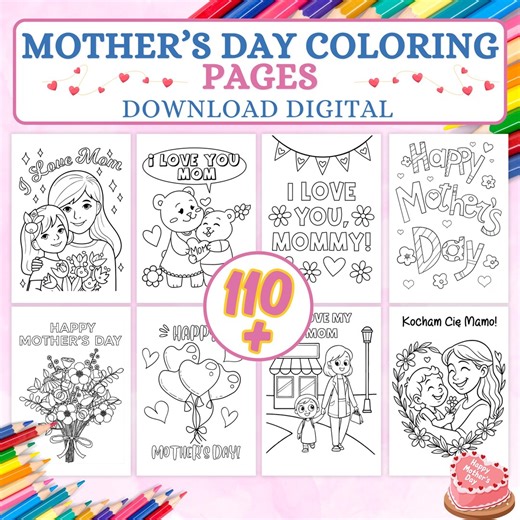 110+ Mother’s Day Coloring Pages Printable, Kids Coloring Book PDF, Mom Coloring Sheets, Happy Mothers Day Activity, Instant Download - Etsy