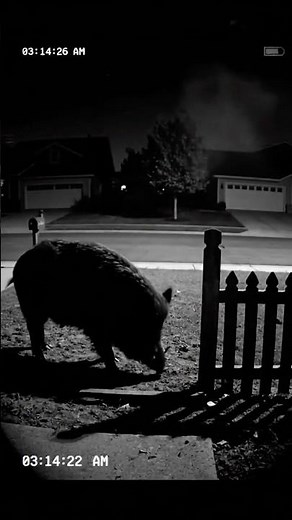 Wild Boar Attack Caught on Door Cam Midnight Charge in Suburban Neighborhood