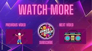 Animated dance sign. neon effect, Light neon on black background. the outro animation, neon text, neon frame, closing and video choices to watch next