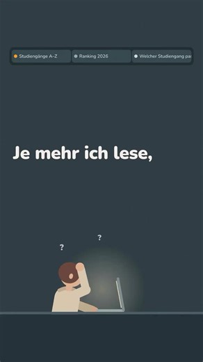 Je mehr du liest, desto weniger weißt du? Mehr Infos heißen nicht automatisch mehr Klarheit. Manchmal hilft eine gute Frage mehr als hundert Tabs. #studienwahl #nachdemabi #abi2027 #studium #evolvu