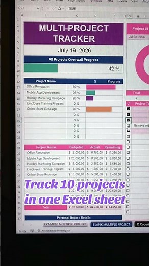 The Excel project tracker that manages 10 projects in one spreadsheet