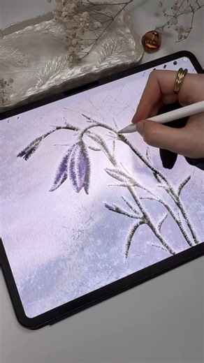 Drawing in Procreate - Digital Watercolor Snow Crocus #shorts #procreate #drawing #watercolor