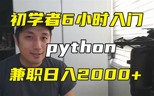 兼职日入2000+！ Python6小时初学者入门教程，带你掌握高薪秘诀，学会即可兼职就业！数据分析-可视化-AI人工智能-爬虫-办公自动化