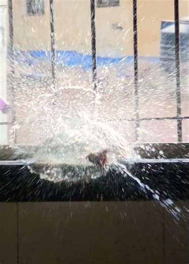 slow motion water balloon burst slow motion #tech #cameratest #satisfying