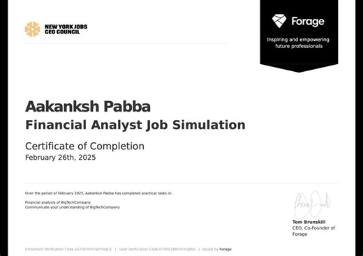 Completed Financial Analyst Job Simulation with Forage | pabba aakanksh posted on the topic | LinkedIn
