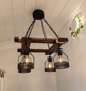 Rustic Wooden Pendant Light – Farmhouse Beam Chandelier for Kitchen Island, Dining Room or Living Room - Etsy