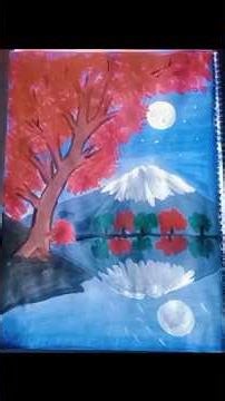 Easy Mount Fuji Acrylic Painting for BeginnersCherry Blossom Mountain Landscape with Acrylics#scener
