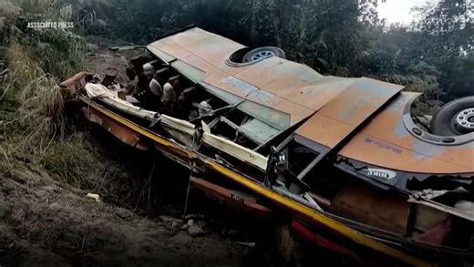 19 dead, 25 injured after passenger bus plunges off highway and falls 656 feet down mountain slope