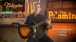 Happy Takamine Thursday! Guitarist Mark Blasquez uses a guitar from Takamine's popular and affordable G Series for this demo of the GY51E BSB (also available in a Natural finish with the GY51E NAT). This New Yorker-sized guitar has a great retro vibe with its cool old-school slot headstock and brown sunburst finish. The solid spruce top and black walnut back and sides give this guitar a clear tone with sweet midrange and enhanced fundamental tones. This guitar will record beautifully, and will a