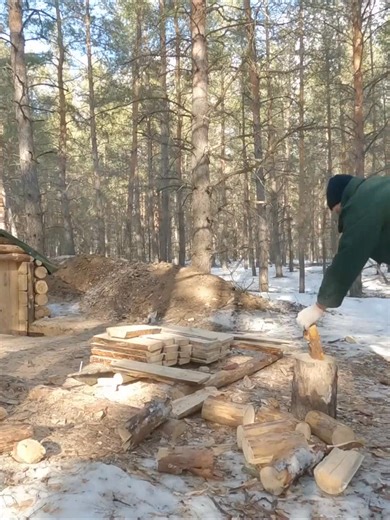 62K views · 1.6K reactions | Freezing cold,alone in the wilderness making my log cabin for rest of the weeks | Log cabin | Facebook