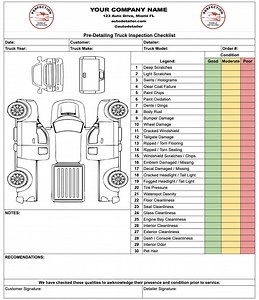 Pre-detailing Truck Inspection Checklist for Auto Detailers, Dealerships & Service Departments - Etsy