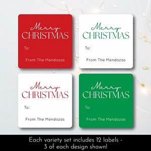 Christmas Gift Tag Stickers - Variety Set of Classic Holiday Stickers, Green Red White to and From Gift Stickers, Square Christmas Stickers - Etsy