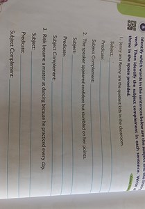 B Identify which words in the sentences below are the supject a... | Filo