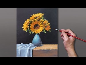 Acrylic Painting Sunflower Still Life