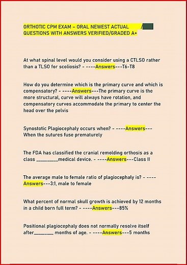 Orthotic Cpm Exam Oral Newest Actual Questions With Answers video