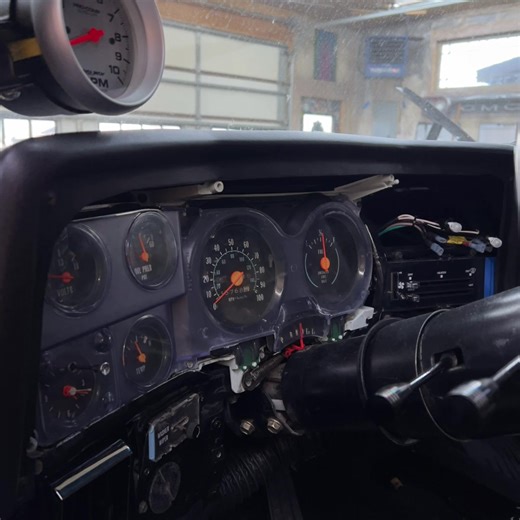 New gauges for the squarebody with a trans temp and ambient temp gauge installed#squarebodychevy #gauges #trucktok🔥 #cleaninstall #hotrodshop