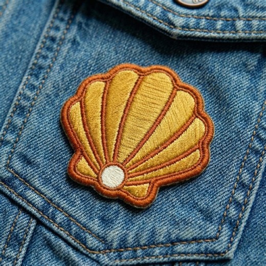 Golden Seashell Pearl Embroidered Patch Mermaid Ocean Applique Iron on Beach Decal for Denim Jacket Bag - Etsy