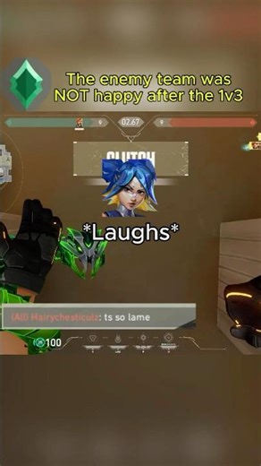 The enemy team was NOT happy after the 1v3 #valorant #valorantclutchmoments #brimstone