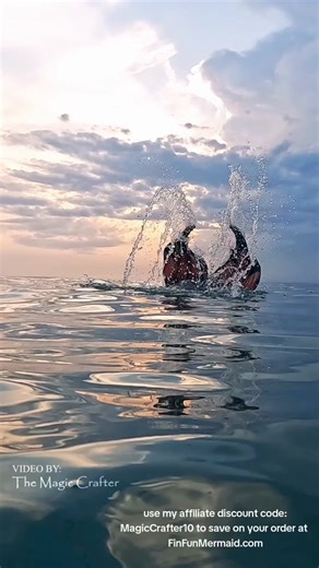 Mermaid Tail Splashes in Lake Michigan at Sunset