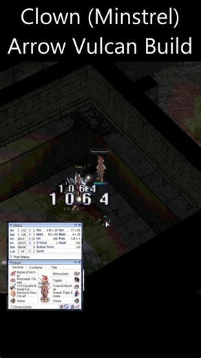 Arrow Vulcan Clown build, focuses on maximizing the damage output of the skill Arrow Vulcan. Can be used in PvM, PvP, WoE (support or burst), and sometimes MVP hunting. #RagnarokOnline #MMORPG #gameplay #gaming #KeepPlaying | Nicely