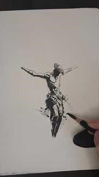 Short tutorial video drawing a cross with charcoal pencil (soft) #shorts #art #drawing